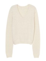 フェザーヤーンＶネックニットトップ/WHITE