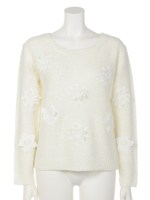 PATCHWORKレースknit TOP/L/PNK