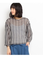 ストライプ綿シルクシャツ/ブラック(319)