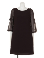 リボンスリーブワンピース/ブラウン