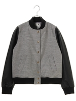 フェイクレザースリーブスタジャン/ネイビー