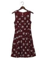 花柄F&F/ワンピース/ボルドー