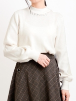 Aラインビジュー付ニット/ラベンダー