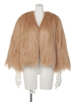 [GREED]LONG FUR Short Coat/BROWN