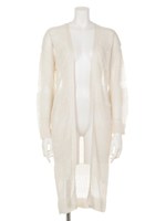 【Aunt Marie's】透かし編みロングカーデ/WHT