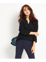 ジョーゼットキーネックブラウス/ホワイト(001)