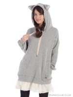 ネコ耳パーカーワンピース/グレー