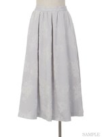 フロッキー花柄ボリュームロングスカート/サックス