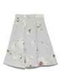 ホワイトフラワーフレアスカート/SAX