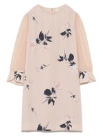 ペイントフラワーシースルースリーブワンピース/NVY