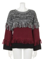 【anap mimpi】バイカラーフリンジニットトップス/O.WHT