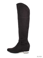 ビジューフラットニーハイブーツ/NAVY