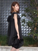 バックチュールリボンレディワンピース/GRY