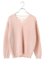 バックレースアップニットプルオーバー/ライトピンク