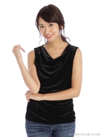 ベロアドレープカットソー/ブラウン