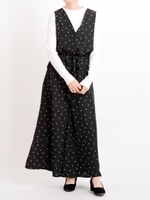 ドットサロペットパンツ/ブラック柄
