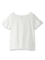 後スリットレースフリル袖カットソー/オフホワイト(003)