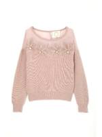 《EDIT COLOGNE》シアーレースエンブロイダリーニット/ピンク(090)