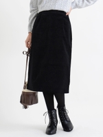 ウエストボタンIラインスカート/ブラウン