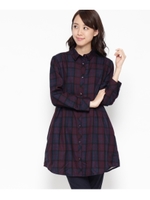 裏フリースチェックシャツワンピース/レッド(262)
