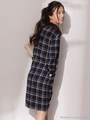 ウールチェックワンピース/ネイビー