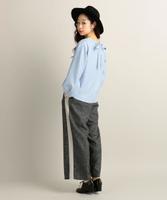 サイドライン切り替えチェックワイドパンツ
