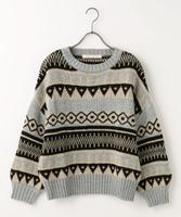 オルテガ柄ボリューム袖ニット