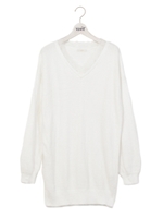 フェザーVレースニットワンピ/ホワイト