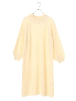 ・畦ニットボリュームスリーブワンピース/アイボリー