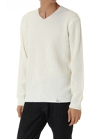 【AZUL by moussy】Washableソフトタッチ畦Vネックプルオーバー/T.GRY