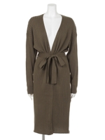 【Auntie Rosa】リブロングカーデ/カーキ