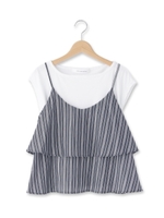 ◆ティアードキャミソール+天竺Tシャツ/ネイビー(393)