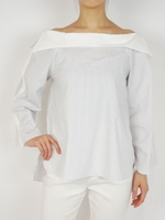 シャツカラーブラウス(STRIPE)/ホワイト