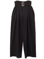 ベルト付きジャストウエストワイドパンツ/カーキ