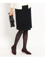 ラップ風ウール混スカート/ブラック(019)