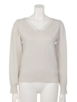 レースVネックニットPO/ライトグレー