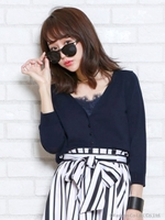 レースキャミ付Vカーデ/ローズピンク