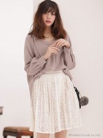 レースプリーツスカート/アイボリー