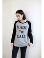 【AZUL by moussy】ラグラン刺繍ロゴロンT/T.GRY