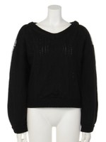 【mystic】チュール重ねニットプルオーバー/GRY