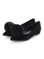 ファークリップフラットパンプス/ブラック