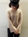 フェレット混フレアースリーブニット/モカ