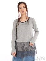 フラワーコード刺繍インナーチュニック/ブルー