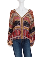 【La】アフリカンプリントブラウス/マスタード