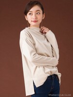 【Marie Hill】サイドスリットベロアプルオーバー/ネイビー