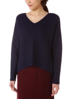 バイヤス柄Vネックニット/ネイビー(120)