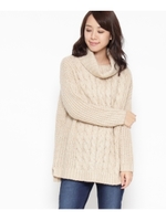 ラメ畦ケーブルタートルニットプルオーバー/ネイビー(093)