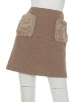 ポケットファー台形スカート/ブラウン