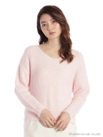 VネックシャギーニットTOPS/ピンク