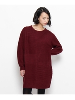 パッチワーク風編みワンピース/ホワイト系(002)